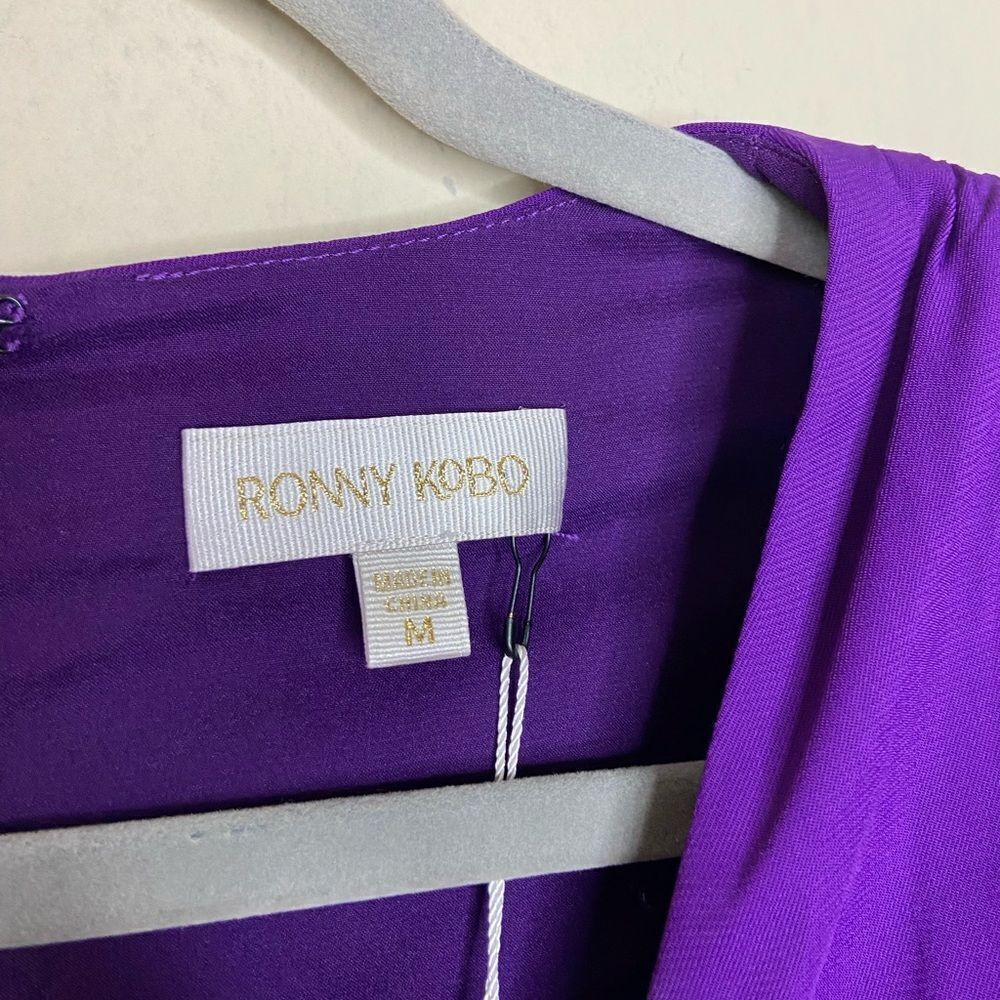 NWT Ronny Kobo Mariana Mini Purple Dress Draped Size M - Picture 13 of 13